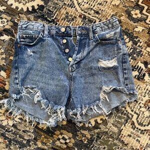 wild fable Distressed High-Rise Denim Shorts - Blue
